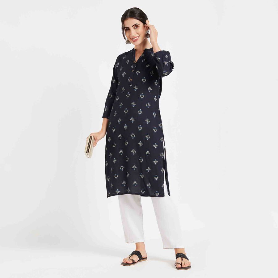 Printed Kurta, Navy Blue, large image number null