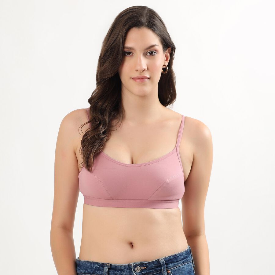 Women's Dusty Rose Cotton Blend Wireless Bra, Light Pink, large image number null