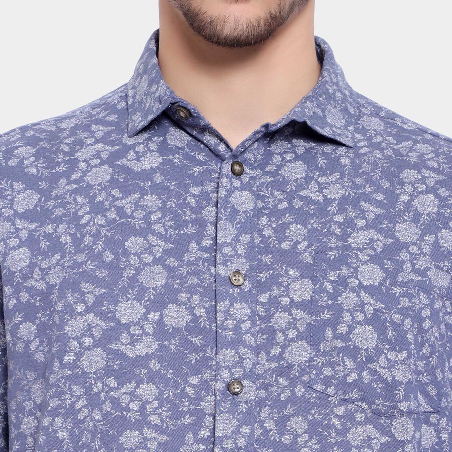 Cotton Printed Casual Shirt, Mid Blue, large image number null