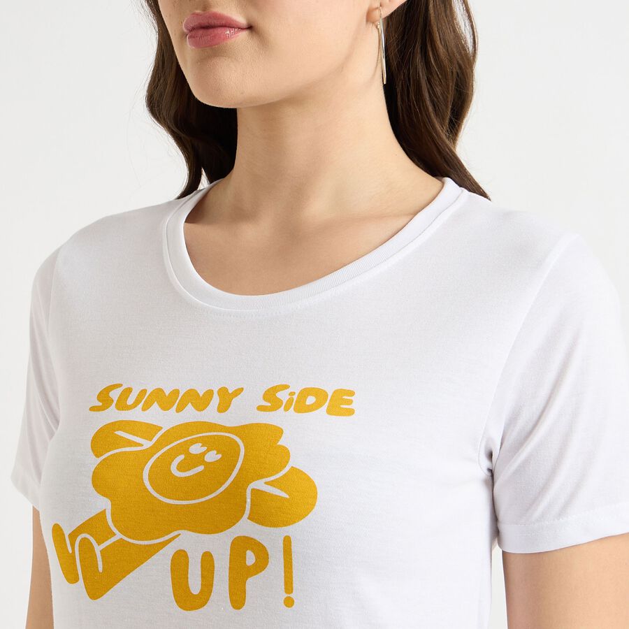 Ladies' Round Neck T-Shirt , सफ़ेद, large image number null