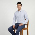 Men's Light Blue Cotton Full Sleeve Collar Casual Shirt, Light Blue, small