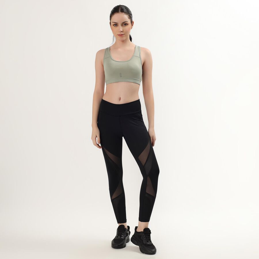 Women's Muted Sage Green Scoop Neck Athleisure Sports Bra, Light Green, large image number null