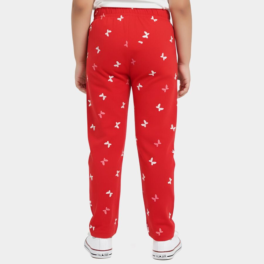 Girls' Fuchsia Regular Fit Butterfly Printed Pyjama, रानी (फ्यूशिया), large