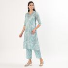 Women's Light Blue Cotton Round Neck Solid Kurta, हल्का नीला, small