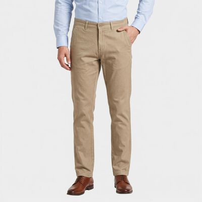 Men's Beige Slim Fit Chino Trousers