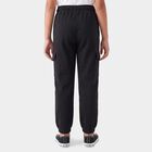 Girls Black Jogger Fit Solid Cargo Pocket Pyjama, Black, small