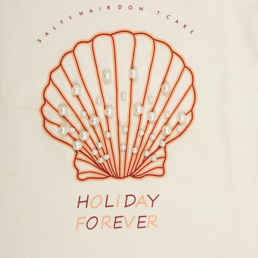 Girls' 100% Cotton T-Shirt, ऑफ व्हाइट, large