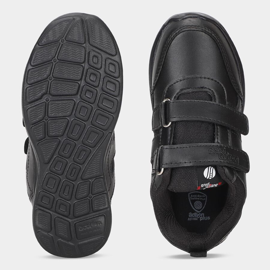 Boys' Black Velcro Sneakers, Black, large