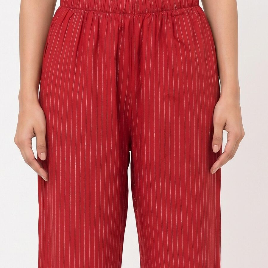 Women's Maroon Regular Fit Striped Palazzos, Maroon, large