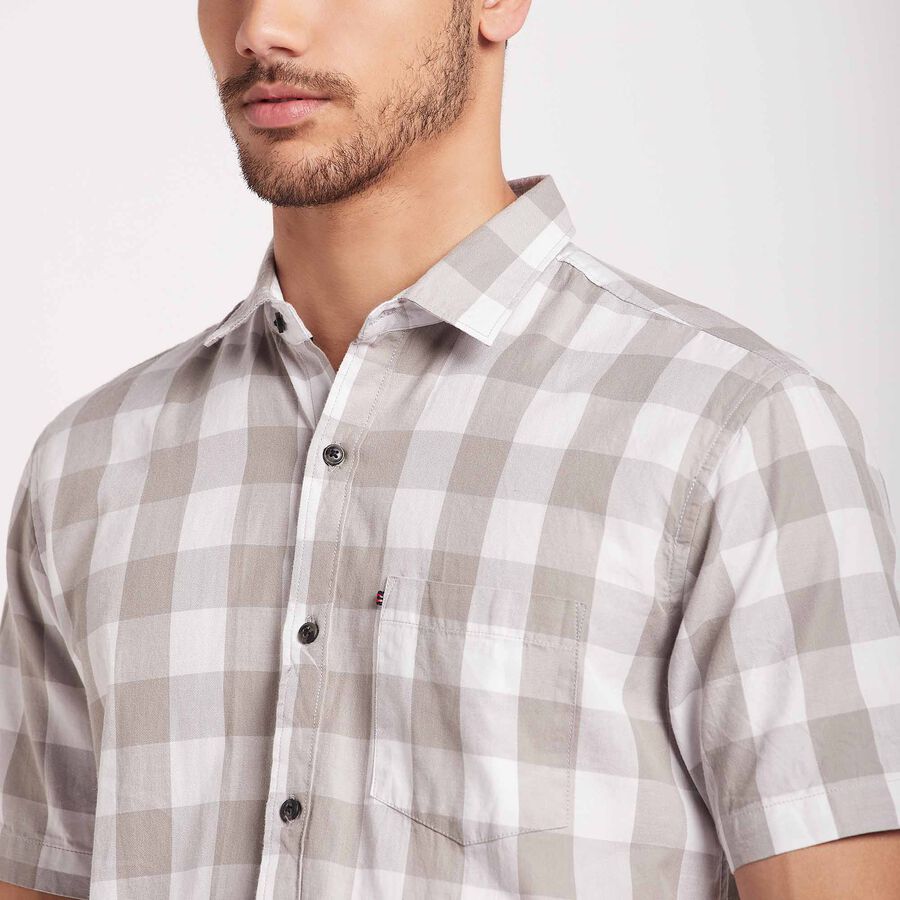 Cotton Checks Casual Shirt, Light Grey, large image number null