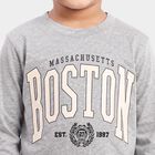 Boys Grey Cotton Blend Crew Neck Regular T-Shirt, Melange Light Grey, small
