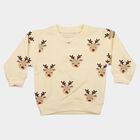 Infants' Beige Round Neck Pullover Sweatshirt, गहरा पीला, small