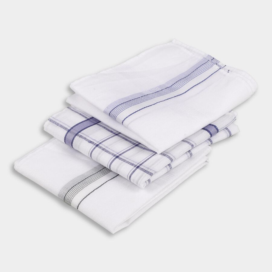 Men's White and Blue Checkered Handkerchief, मध्यम नीला, large image number null