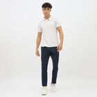 Men's Navy Blue Slim Fit Checkered Casual Trousers, Navy Blue, small image number null