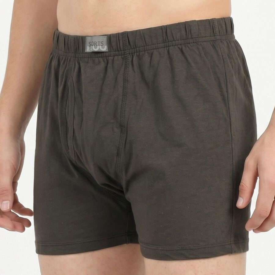 Men's Olive Green Regular Fit Solid Trunks, ओलिव, large