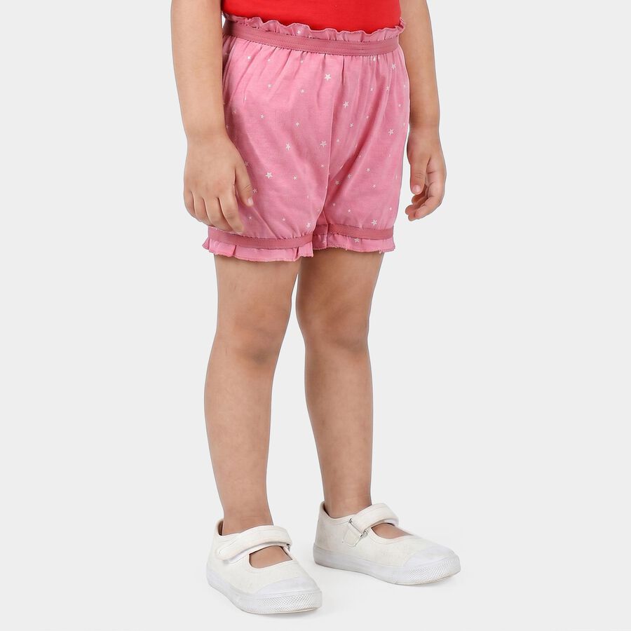 Girls Pink Regular Fit Star Printed Bloomer Shorts, गुलाबी, large