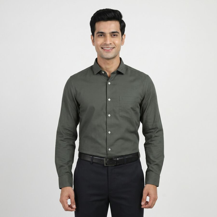 Men's Formal Shirt, Dark Green, large