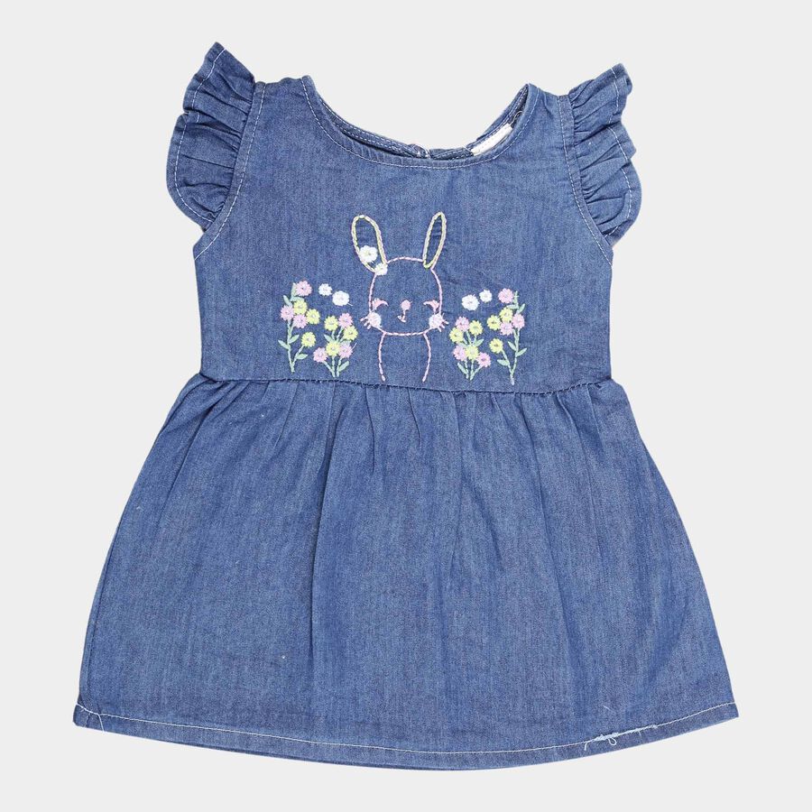 Infants Solid Frock, Dark Blue, large image number null