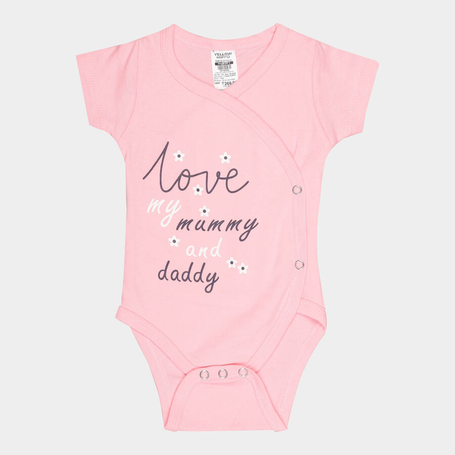 Infants Cotton Bodysuit, गुलाबी, large image number null