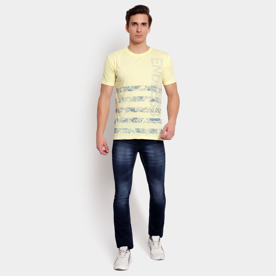 Printed Round Neck T-Shirt, Yellow, large image number null