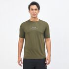 Men's Muted Olive Green Crew Neck Athleisure Drifit T-Shirt, ओलिव, small