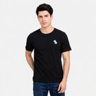 Men's Black Round Neck Regular T-Shirt, काला, small