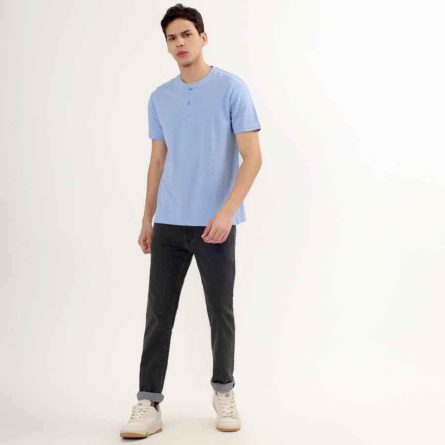 Men's Henley Half Sleeves T-Shirt , हल्का नीला, large image number null