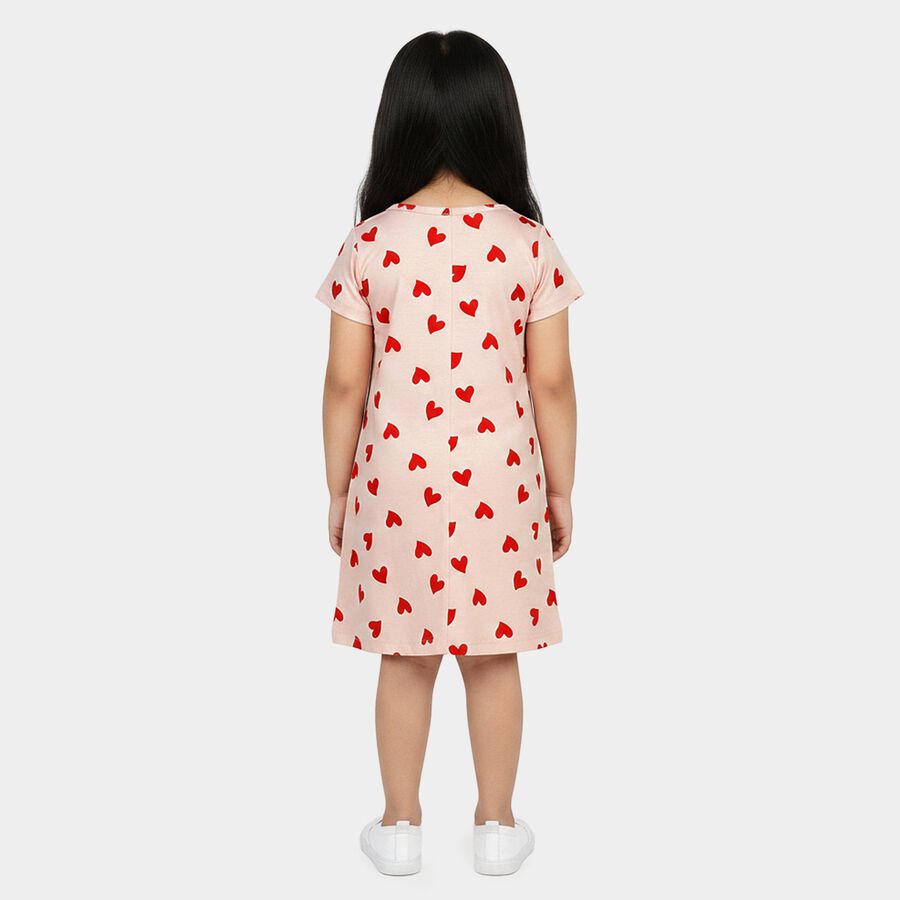 Girls' Light Pink Fit and Flare Casual Frock, Light Pink, large