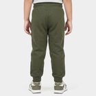 Boys Olive Green Jogger Solid Cotton Blend Pyjama, Olive, small