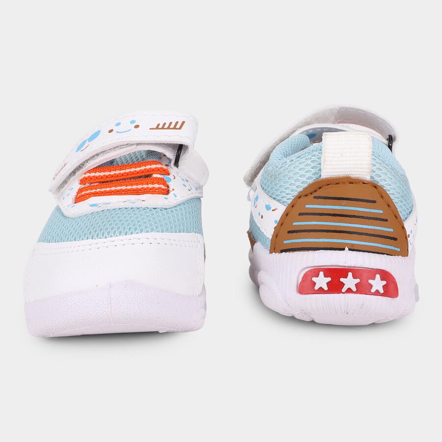 Boys Light Blue and White Velcro Casual Shoes, Blue, large image number null