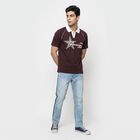 Men's Brown Polo Neck Graphic Print Polo T-Shirt, Brown, small