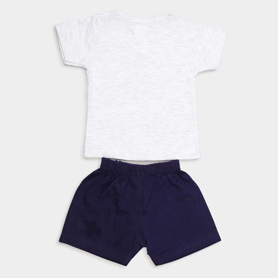 Infants Cotton Round Neck Baba Suit, Melange Light Grey, large image number null