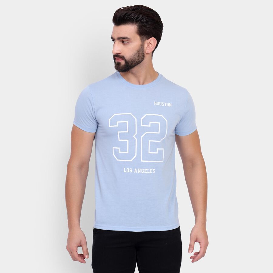 Men's Round Neck Half Sleeves T-Shirt, Sky Blue, large image number null