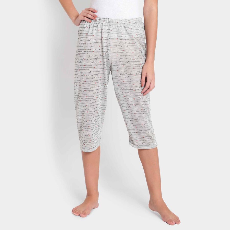 Printed Flared Capri, Light Grey, large image number null