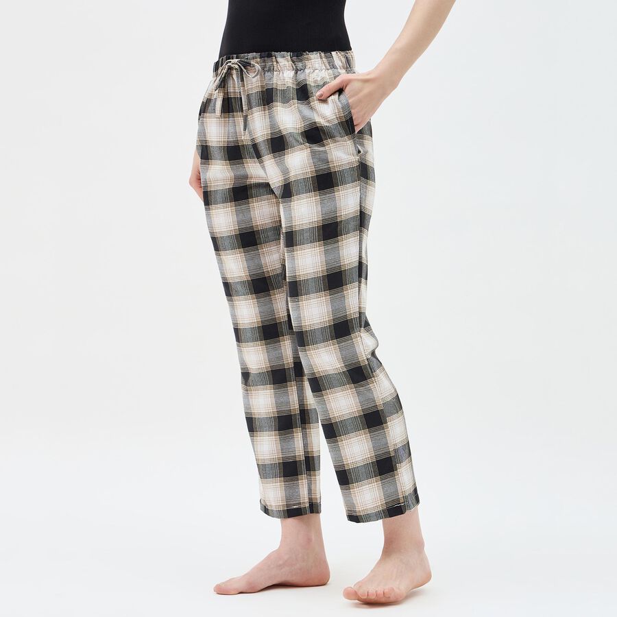 Women's Muted Charcoal Gray Relaxed Fit Solid Pyjama, गहरा पीला, large