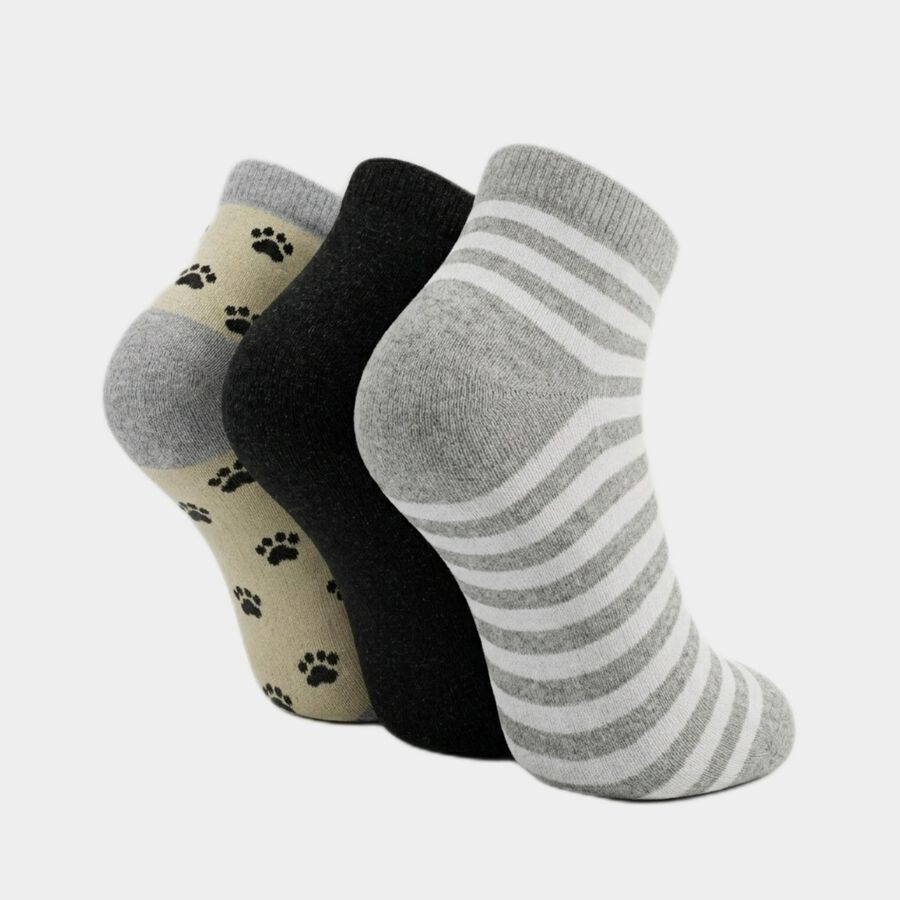 Women's Assorted Regular Fit Striped Pack of 3 Socks, चुनिंदा, large