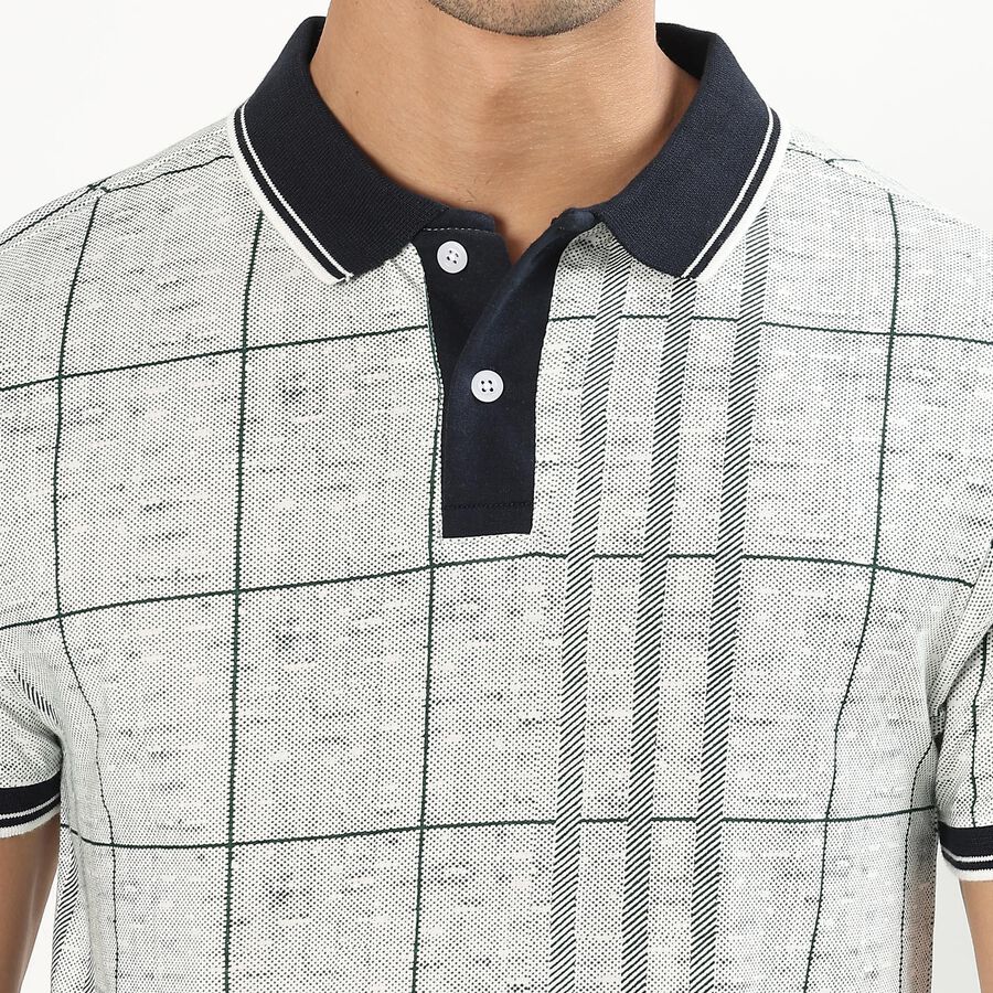 Men's Grey Cotton Polo Neck Printed T-Shirt, Dark Green, large image number null