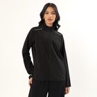 Women's Jet Black High Neck Casual Jacket, Black, small image number null