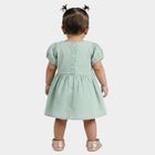 Infants' Aqua Cotton Puff Sleeve Embroidered Fit and Flare Frock, Aqua, small
