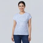 Women's Blue Round Neck Casual T-Shirt, हल्का नीला, small