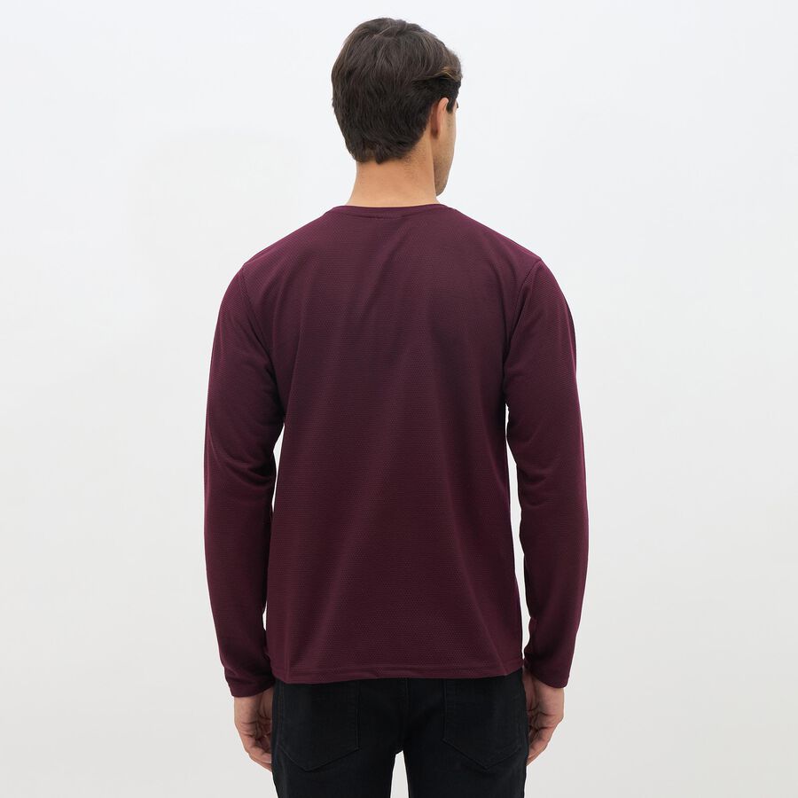 Men's Deep Maroon Crew Neck Casual T-Shirt, वाइन, large image number null