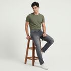Men's Grey Slim Fit Washed Jeans, Light Grey, small