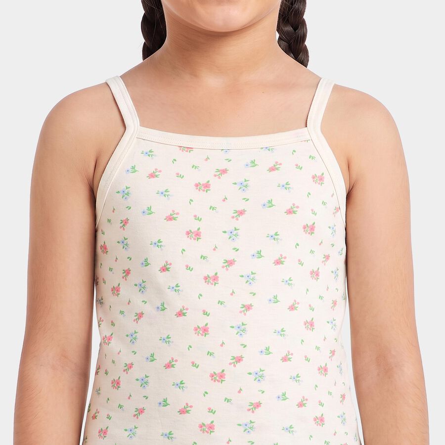 Girls' Mint Green Cotton Sleeveless Straight Neck Vest, हल्का हरा, large