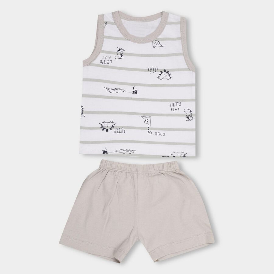 Infant Boys' 100% Cotton Baba Suit, हल्का ग्रे, large image number null