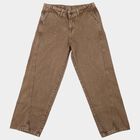 Girls Brown Straight Fit Washed Jeans, Brown, small