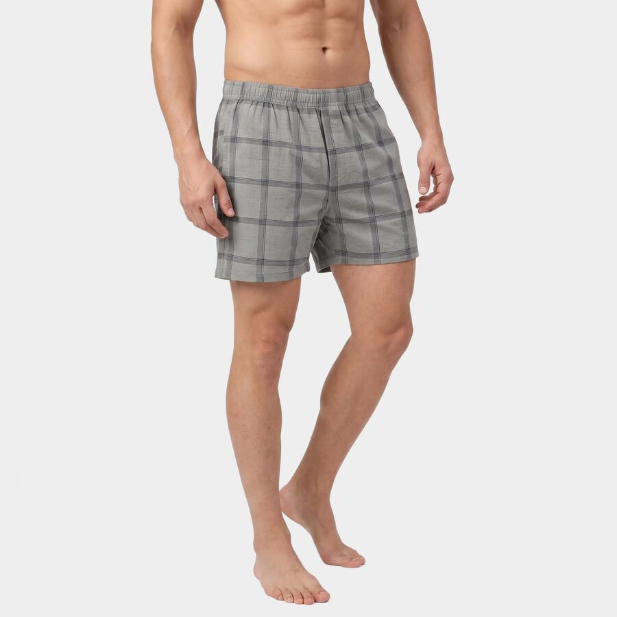 Men's Dark Blue Relaxed Fit Checked Boxers, Dark Blue, large