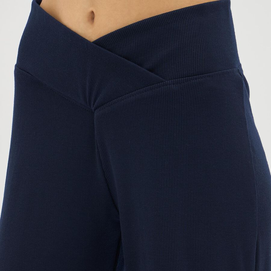 Women's Deep Navy Blue Solid Crossover Waist Pyjama, Navy Blue, large image number null