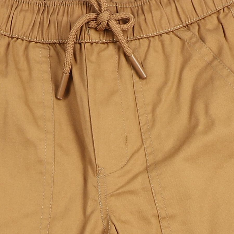 Boys Brown Regular Fit Cargo Jogger Trousers, भूरा, large