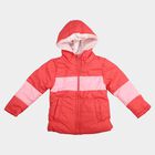 Girls' Coral Hooded Puffer Jacket, Coral, small
