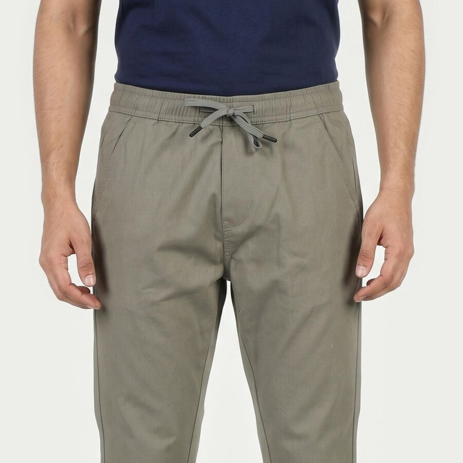 Men's Grey Slim Fit Casual Trousers, Light Grey, large